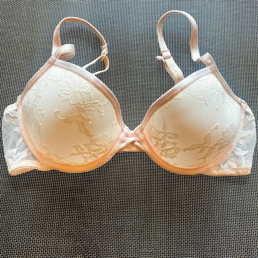 Classic La Senza Lightly Lined Semi-Sheer “Invisible” Lace Bra – Blush – 32C